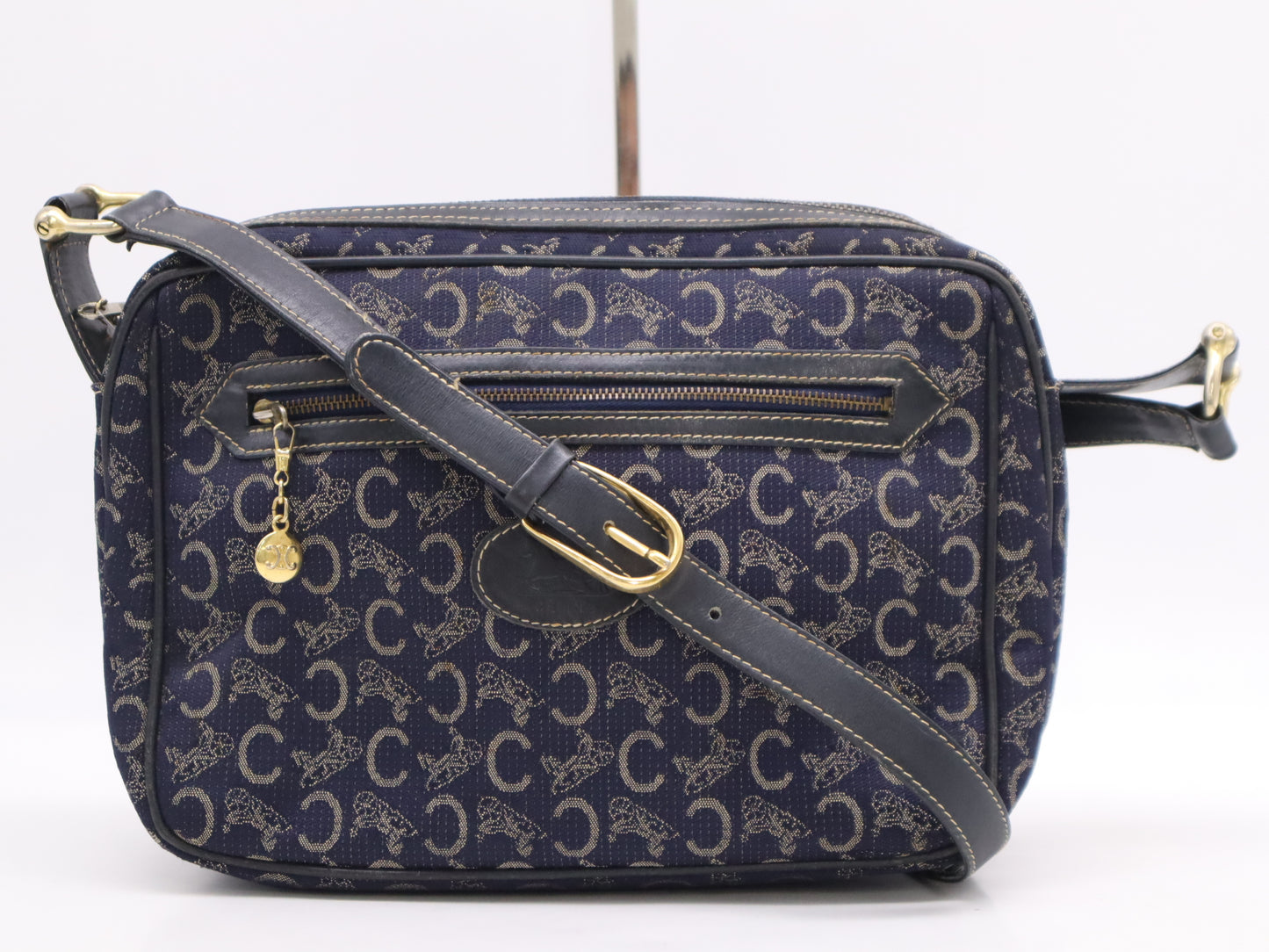 CELINE Canvas C Macadam Shoulder Bag