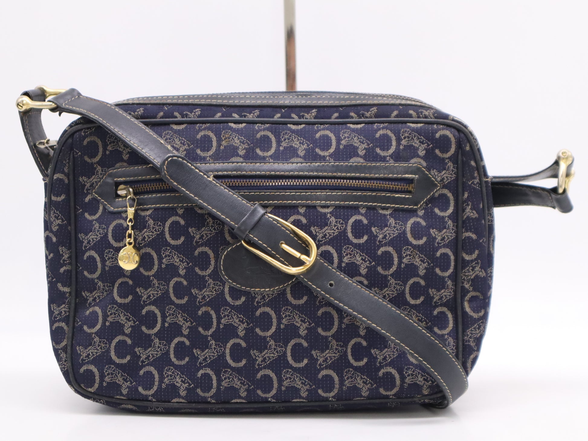 CELINE Canvas C Macadam Shoulder Bag