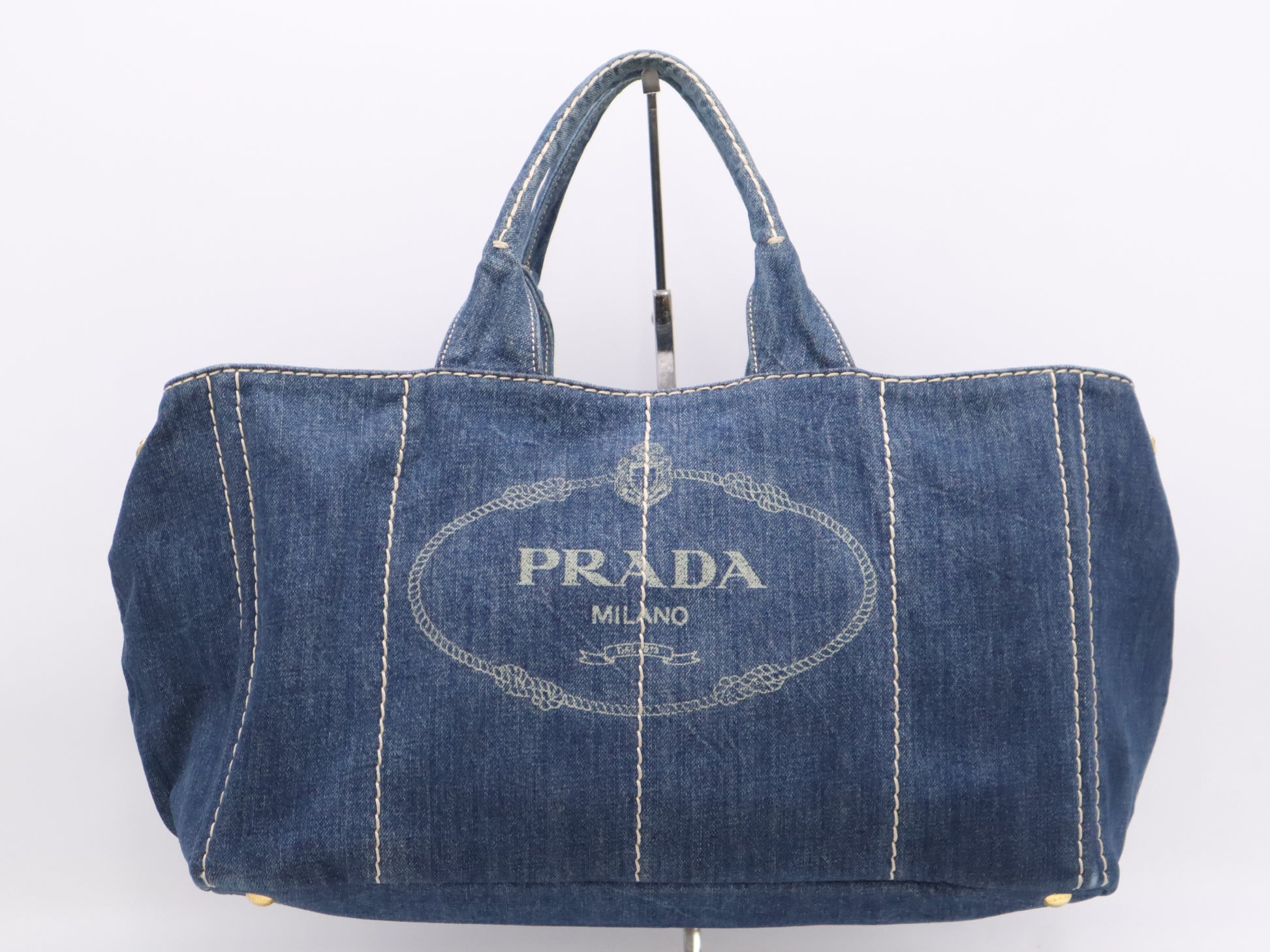 PRADA Denim Canapa Tote Bag