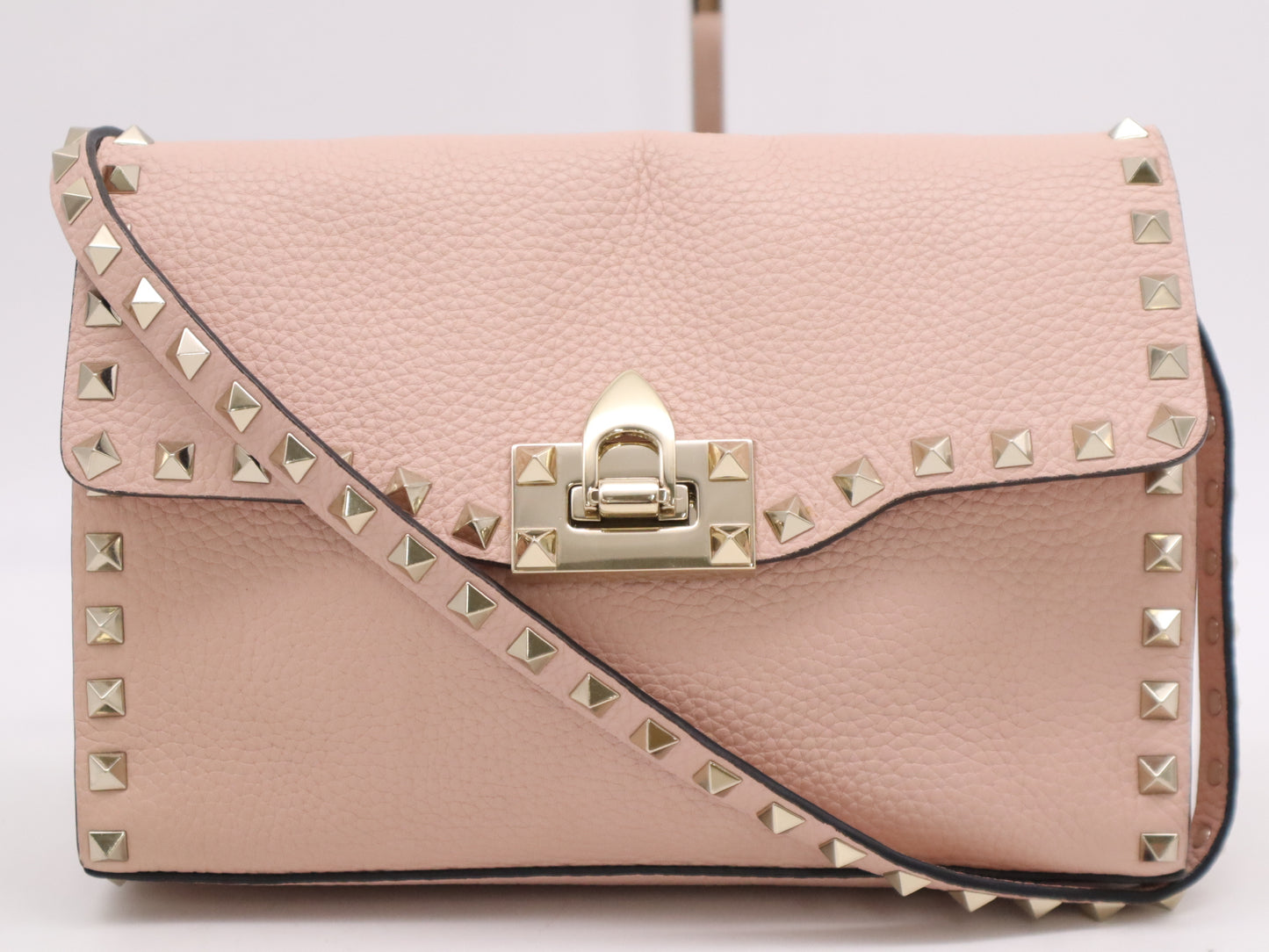 VALENTINO 4W2B0181VSF Garavani Rockstud Leather Shoulder Bag Pink