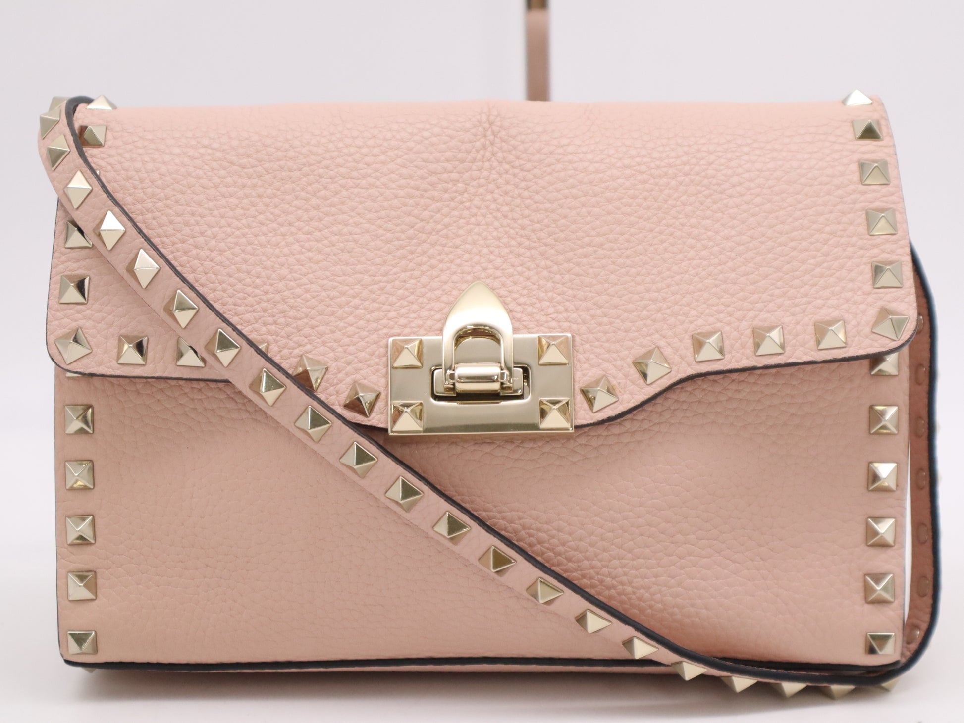 VALENTINO 4W2B0181VSF Garavani Rockstud Leather Shoulder Bag Pink