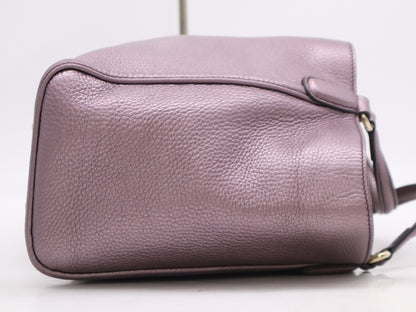 GUCCI 336751 Leather Interlocking 2-Way Handbag, Purple, with Shoulder Strap