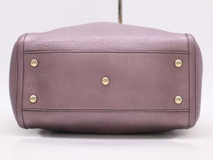 GUCCI 336751 Leather Interlocking 2-Way Handbag, Purple, with Shoulder Strap