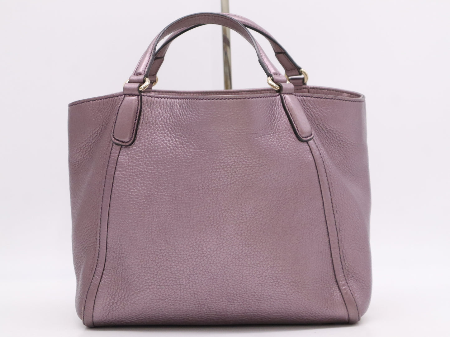 GUCCI 336751 Leather Interlocking 2-Way Handbag, Purple, with Shoulder Strap