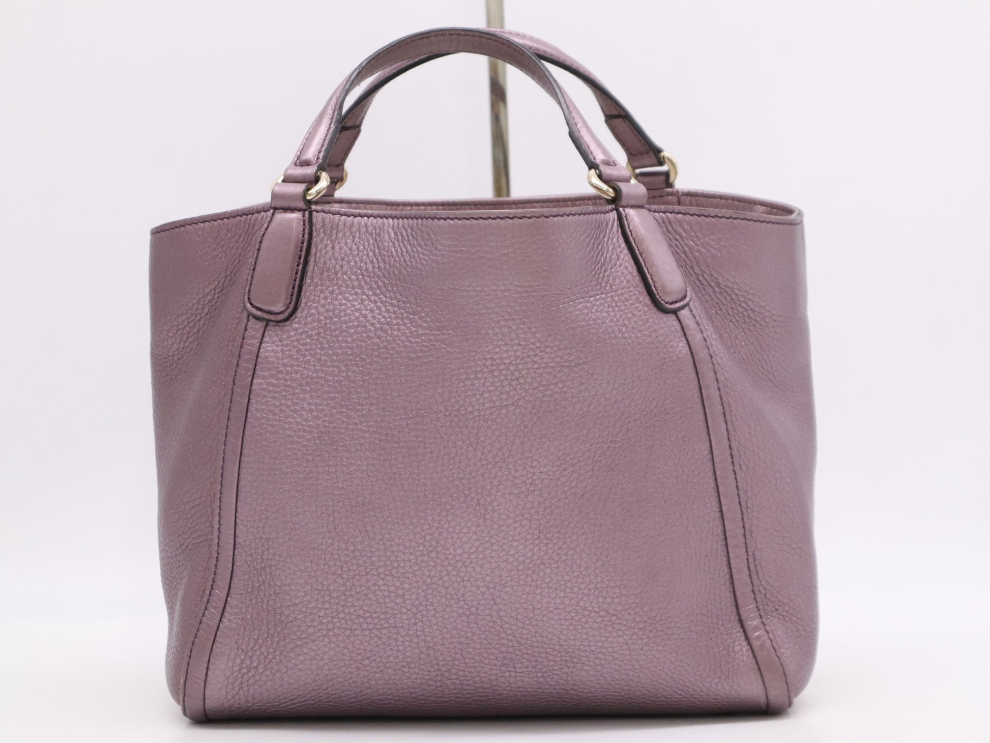 GUCCI 336751 Leather Interlocking 2-Way Handbag, Purple, with Shoulder Strap