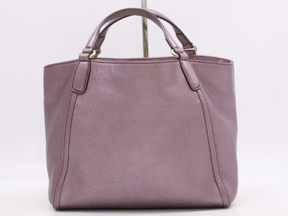 GUCCI 336751 Leather Interlocking 2-Way Handbag, Purple, with Shoulder Strap