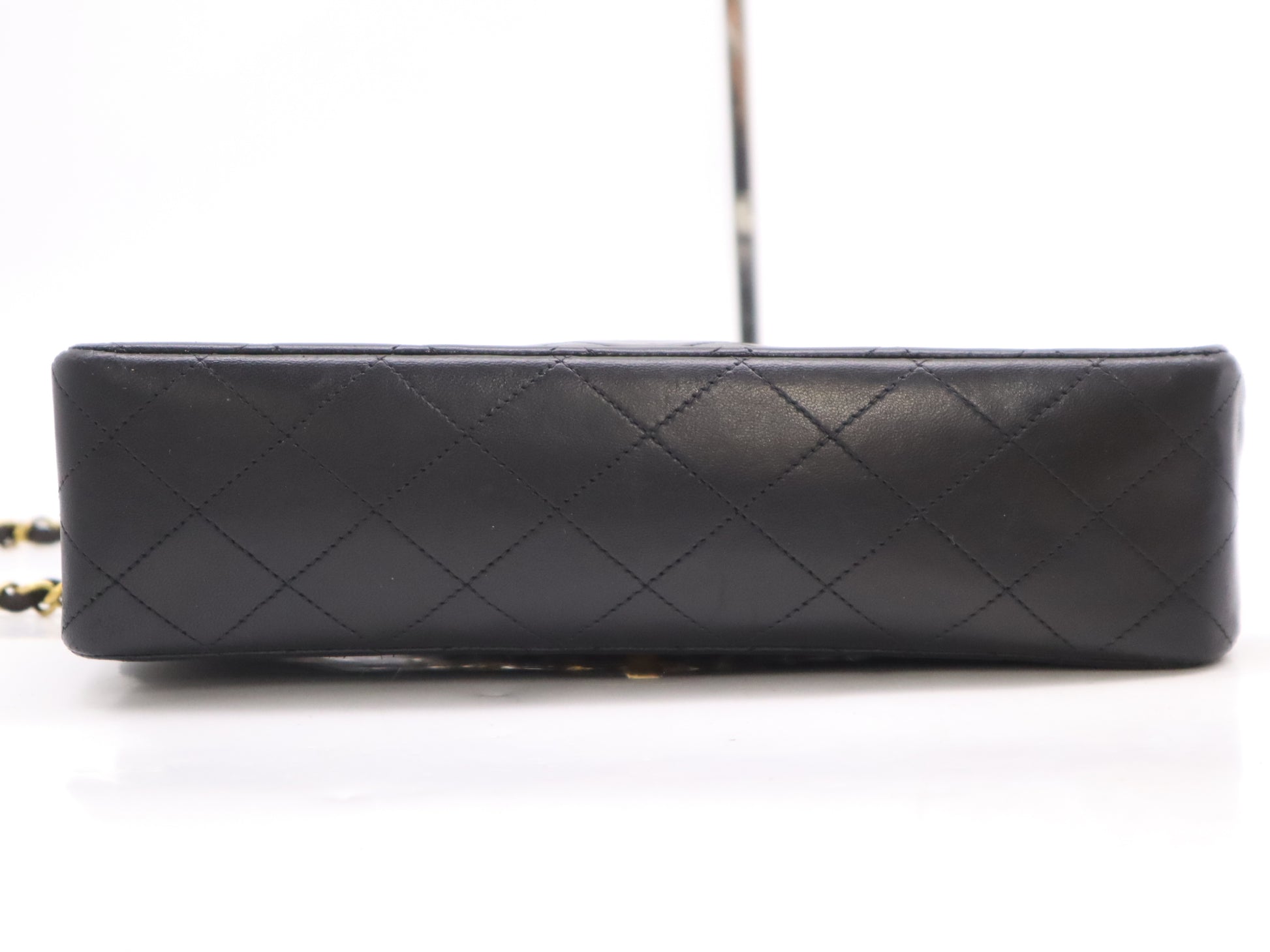 CHANEL Lambskin Matelasse Chain Shoulder Bag with Double Flap, GD Hardware, Black, Card Included, 3357145