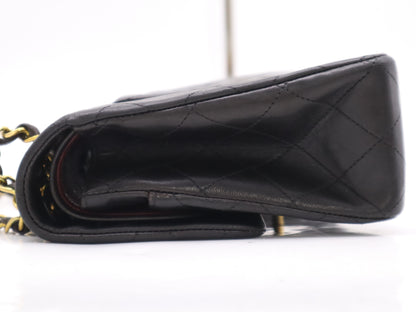 CHANEL Lambskin Matelasse Chain Shoulder Bag with Double Flap, GD Hardware, Black, Card Included, 3357145