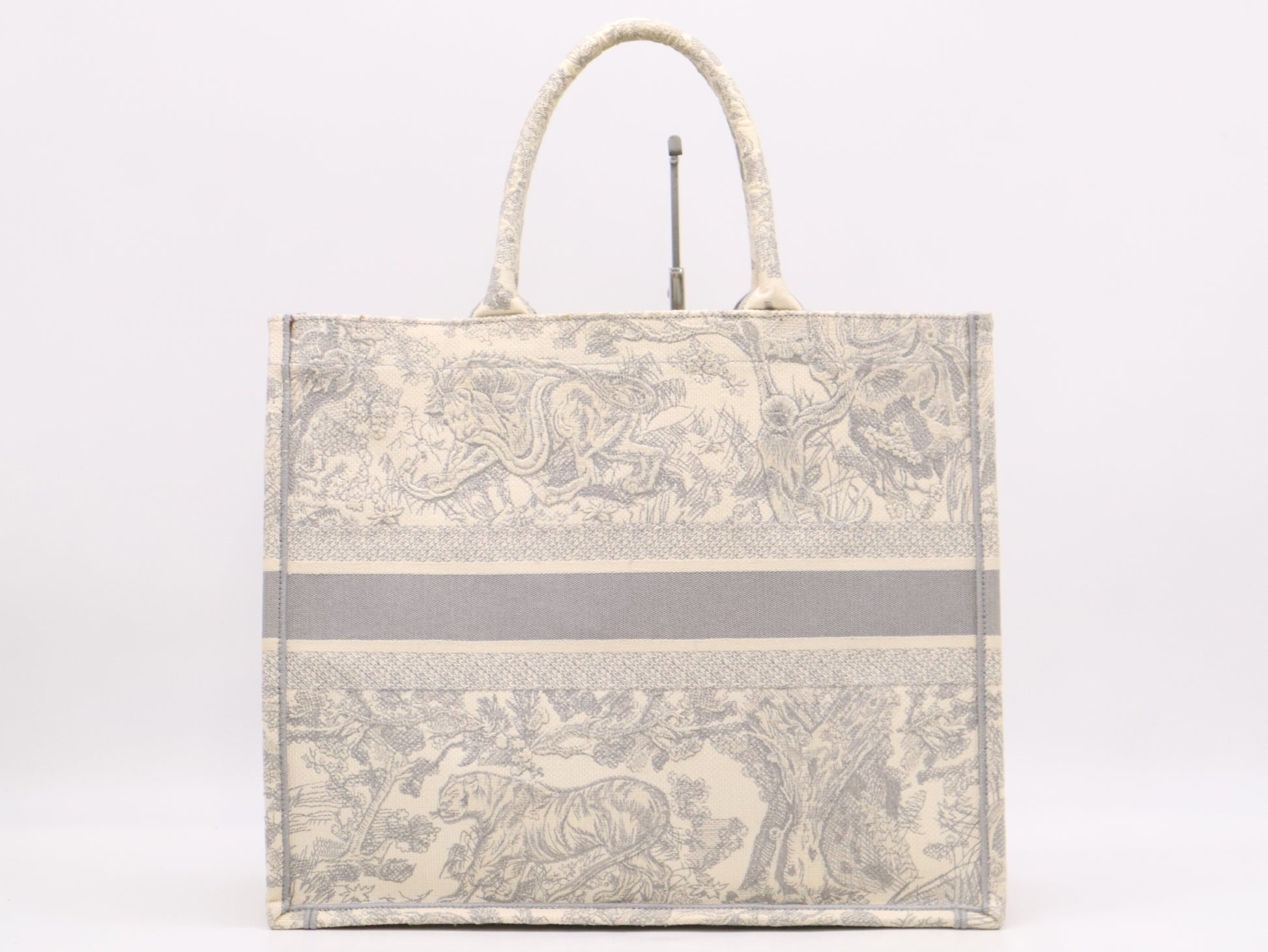 Dior Book Tote Large Toile de Jouy Canvas Tote Bag in Gray and Ivory