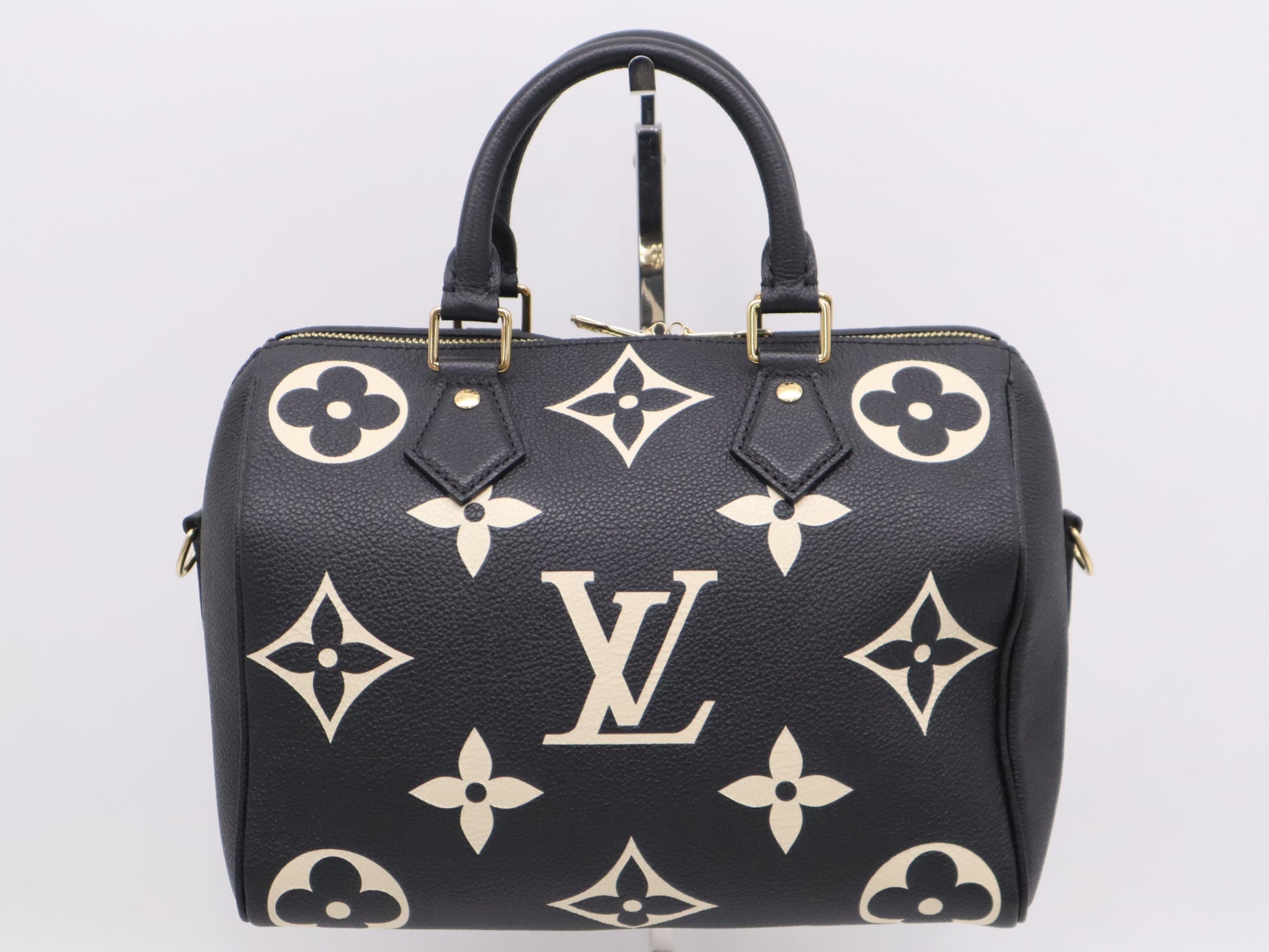 LOUIS VUITTON Monogram Empreinte M58947 Empreinte Speedy 25 Bandouliere, Two-Tone, RFID Verified, Includes Padlock, Two Keys, Shoulder Strap, and Dust Bag