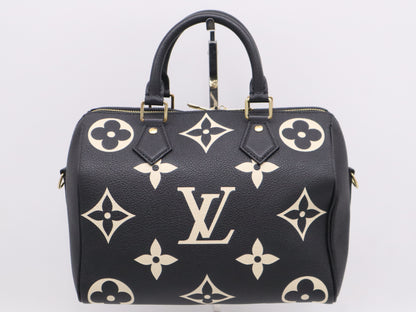 LOUIS VUITTON Monogram Empreinte M58947 Empreinte Speedy 25 Bandouliere, Two-Tone, RFID Verified, Includes Padlock, Two Keys, Shoulder Strap, and Dust Bag