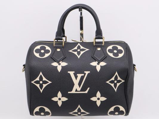 LOUIS VUITTON Monogram Empreinte M58947 Empreinte Speedy 25 Bandouliere, Two-Tone, RFID Verified, Includes Padlock, Two Keys, Shoulder Strap, and Dust Bag
