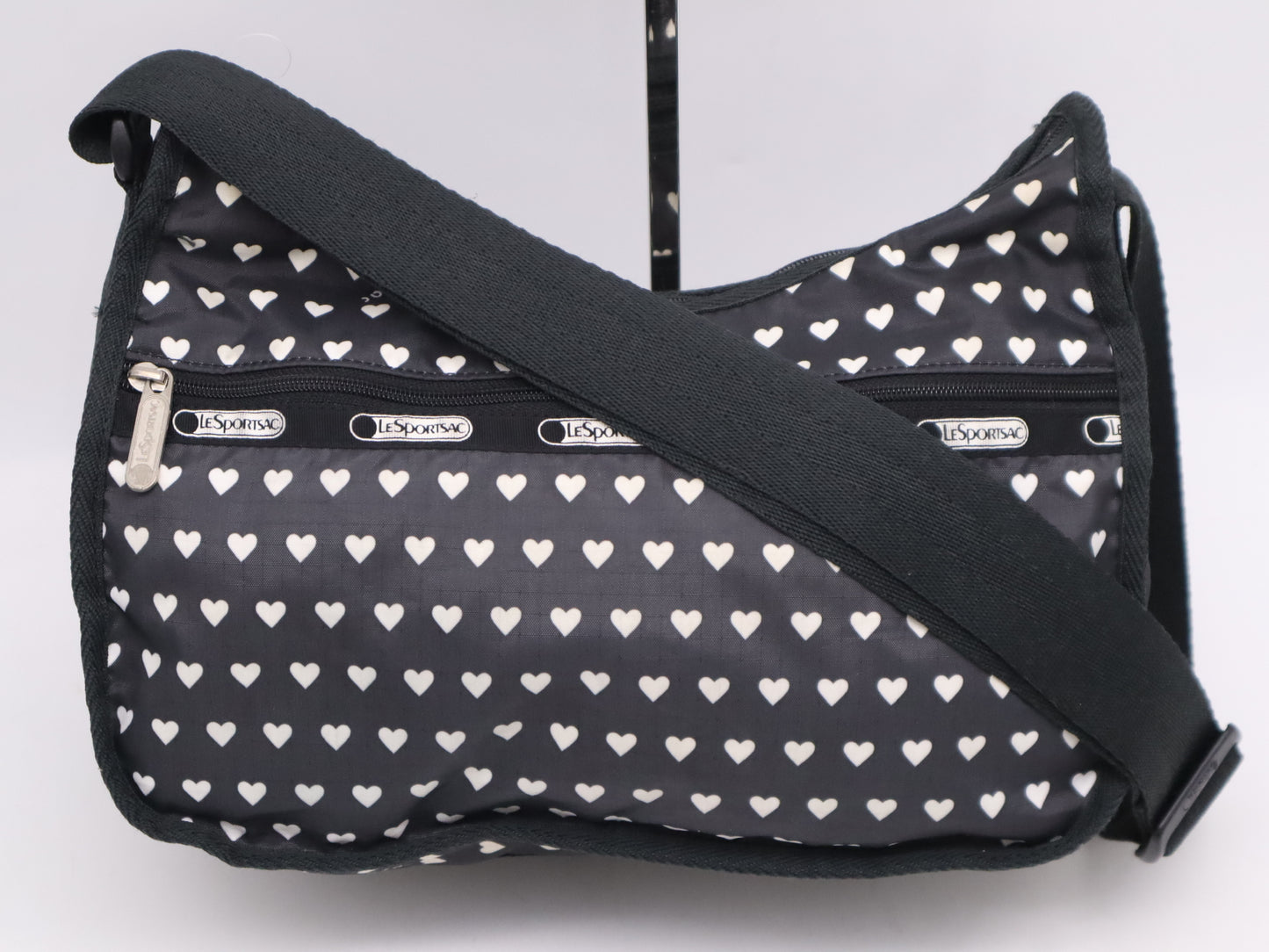 LeSportsac LeSportsac Heart Motif Shoulder Bag Nylon Black Shoulder Bag
