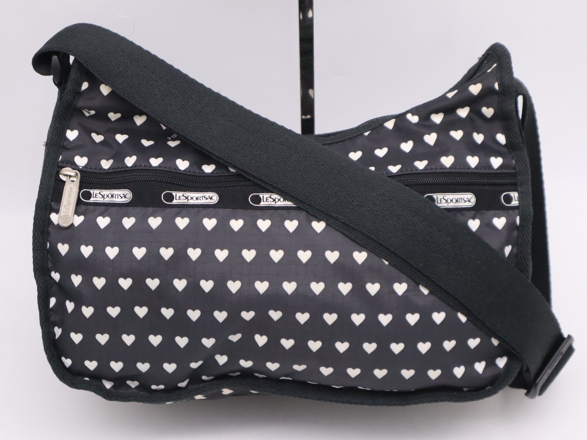 LeSportsac LeSportsac Heart Motif Shoulder Bag Nylon Black Shoulder Bag