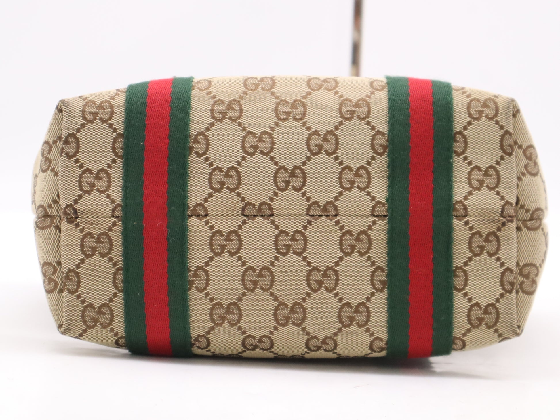 GUCCI GG Canvas 139261 GG Canvas x Leather Sherry Line Mini Tote Bag Beige Brown