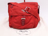 PRADA Nylon Shoulder Bag with Triangular Plate, Red, Includes Dust Bag