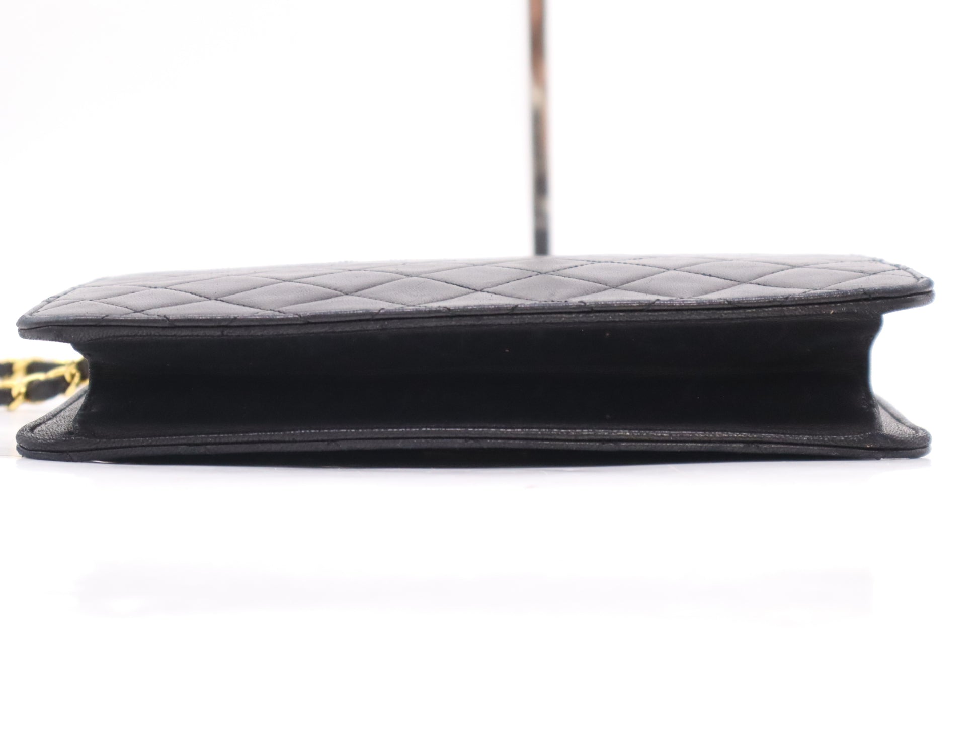 CHANEL Lambskin Matelasse 22 S Flap S Chain Push Lock Black Shoulder Bag