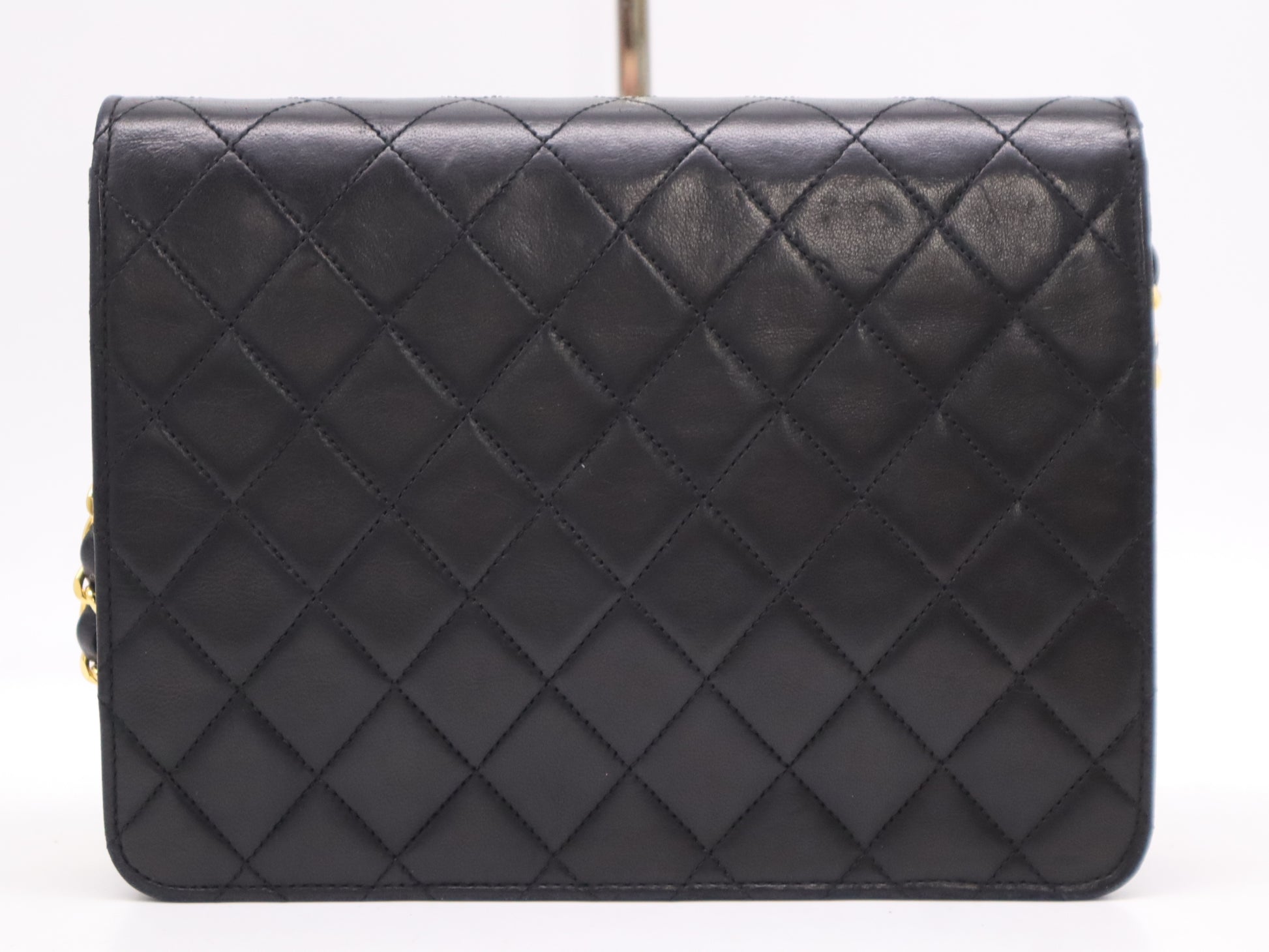 CHANEL Lambskin Matelasse 22 S Flap S Chain Push Lock Black Shoulder Bag