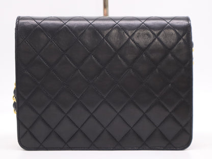 CHANEL Lambskin Matelasse 22 S Flap S Chain Push Lock Black Shoulder Bag