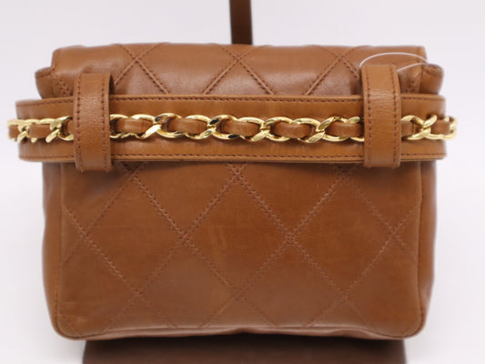 CHANEL Coco Mark Bicolor GD Hardware Waist Pouch Brown