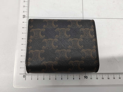 CELINE 10D78 2CQH 04LU Triomphe Small Flap Wallet in Brown Leather with Box and Dust Bag