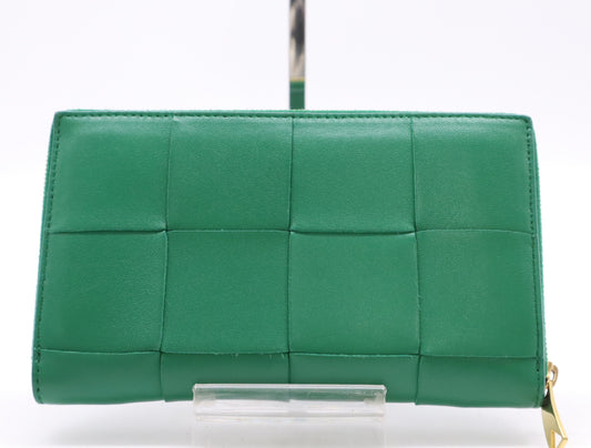 BOTTEGA VENETA Intrecciato 649607 Intrecciato Intrecciato Zip-Around Wallet in Racing Green with Dust Bag