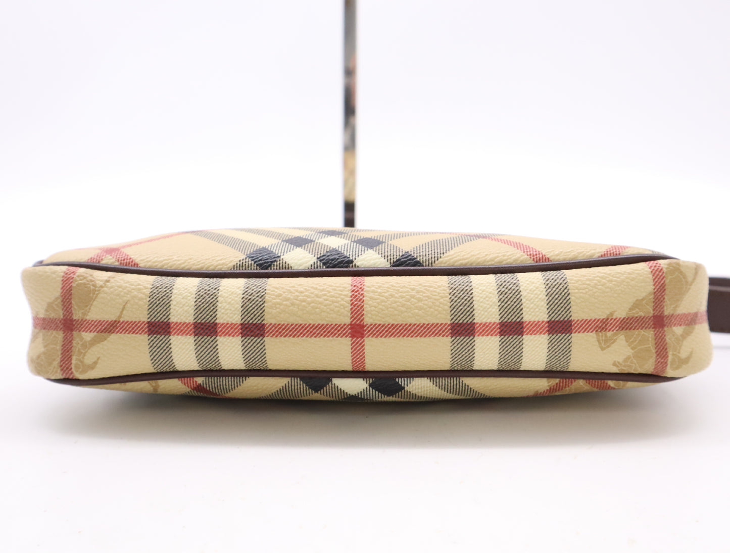 BURBERRY Nova Check Leather Handbag Brown