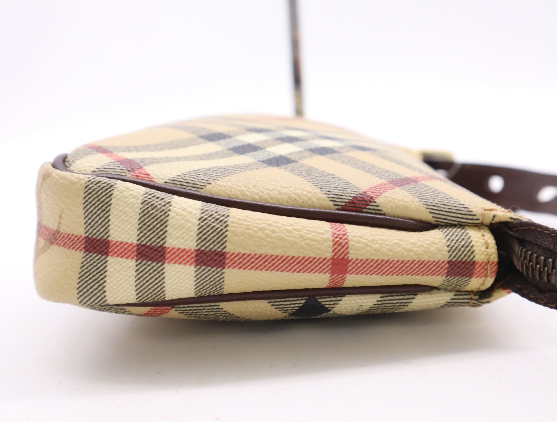 BURBERRY Nova Check Leather Handbag Brown