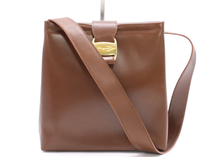Salvatore Ferragamo Vara Leather One-Shoulder Bag, Brown