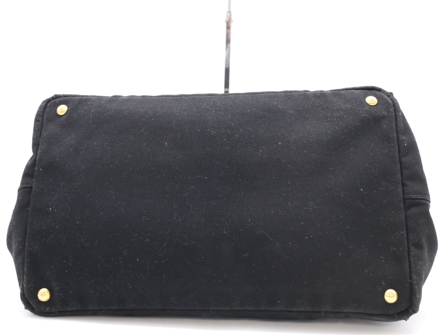 PRADA BN1872 Canvas Canapa Large Tote Bag with Triangle Logo, Black, Includes Dust Bag and Card