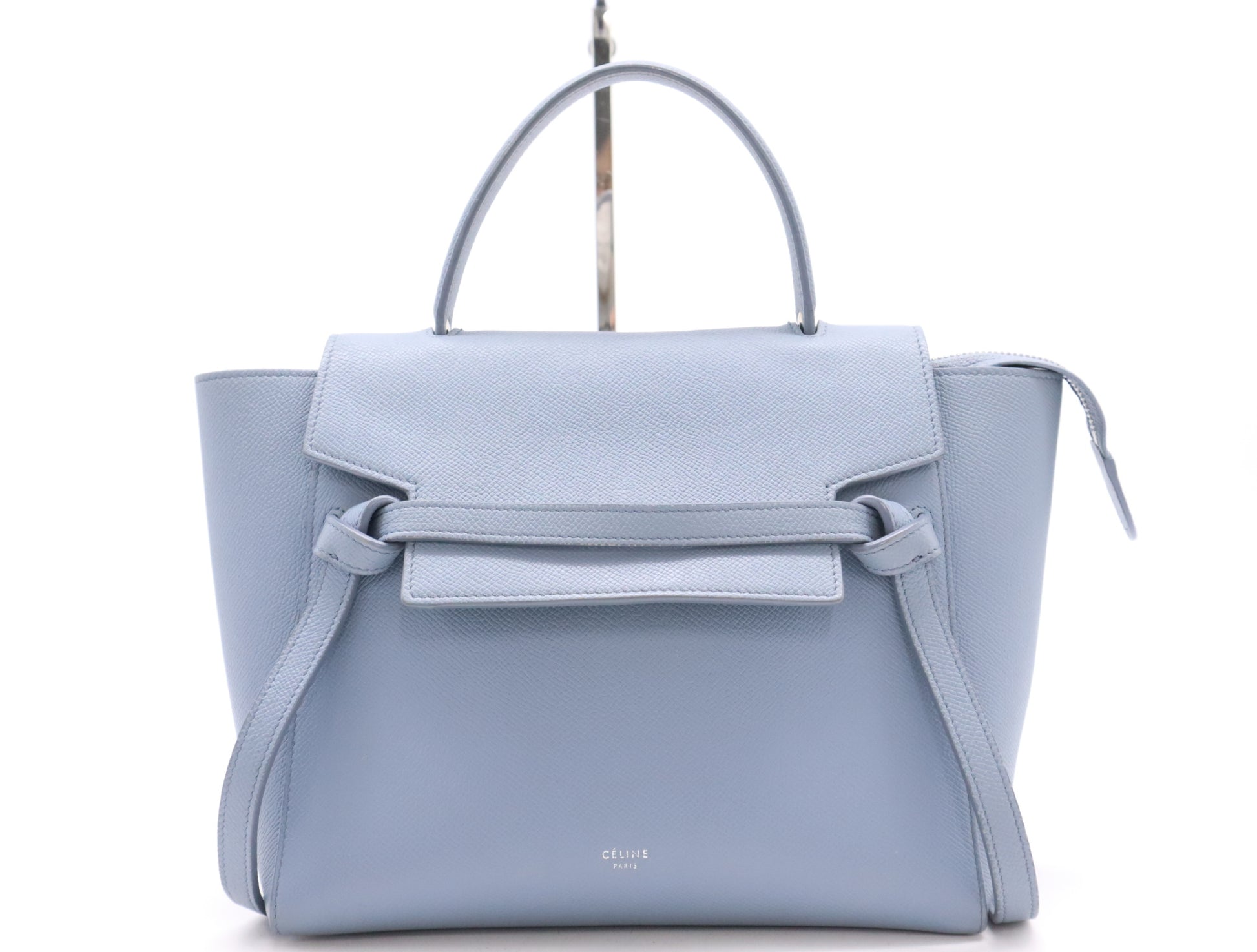 CELINE Leather Belt Bag Nano 2-Way Bag Blue Gray Handbag