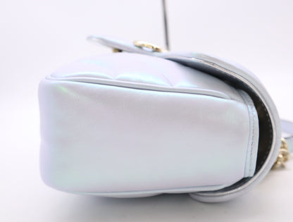 GUCCI 443497 GG Marmont Chain Shoulder Bag with Dust Bag, Blue Aurora