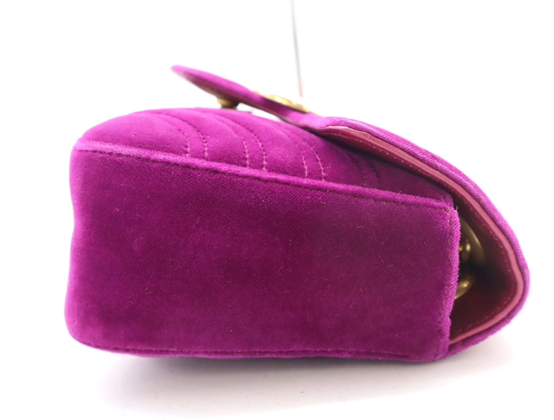 GUCCI 446744 GG Marmont Velvet Chain Shoulder Bag Purple Shoulder Bag