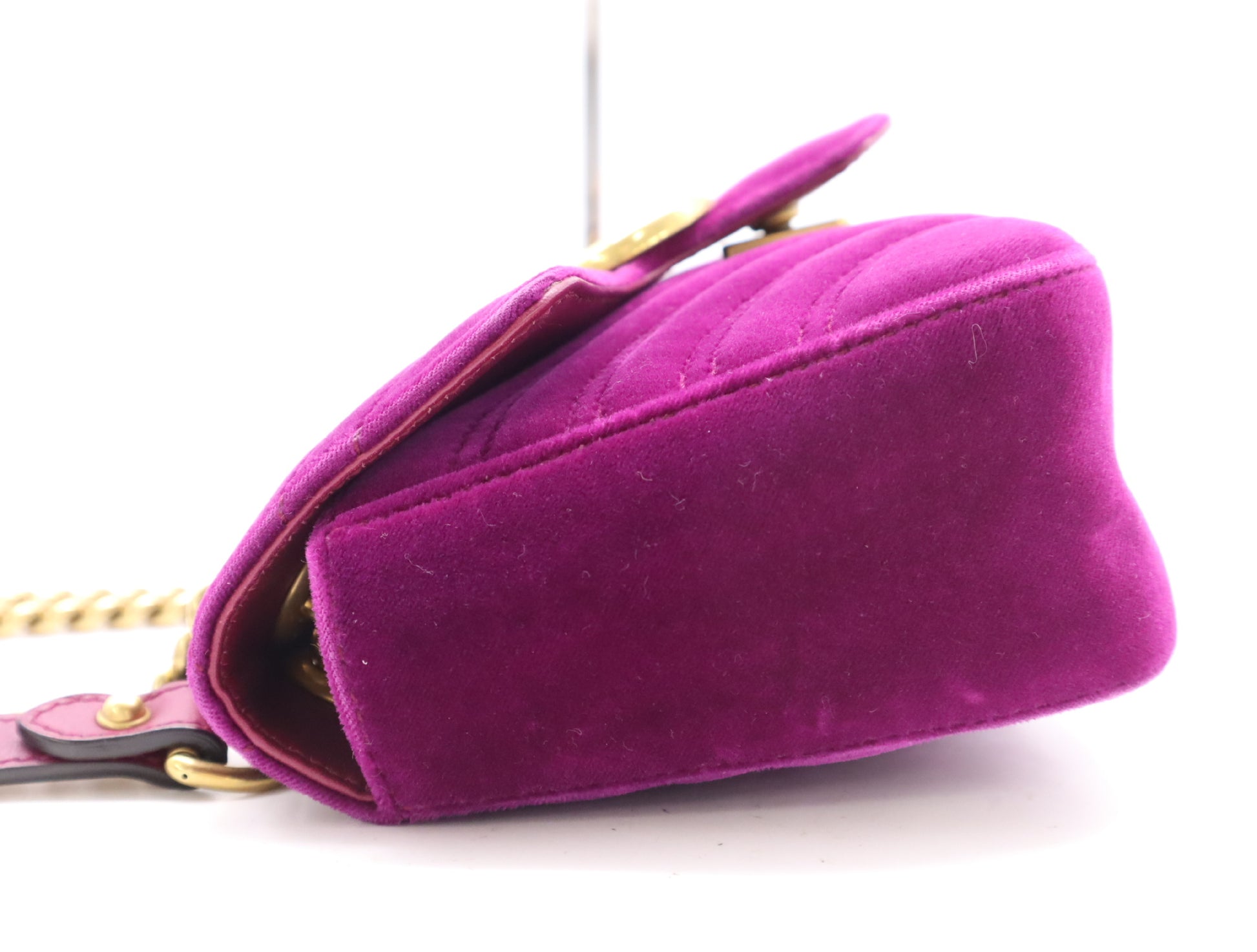 GUCCI 446744 GG Marmont Velvet Chain Shoulder Bag Purple Shoulder Bag