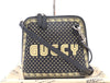 GUCCI 51189 Leather Shoulder Bag with GUCCY Logo, Black and Gold, Shoulder Strap and Dust Bag Included