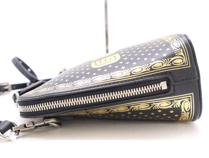 GUCCI 51189 Leather Shoulder Bag with GUCCY Logo, Black and Gold, Shoulder Strap and Dust Bag Included