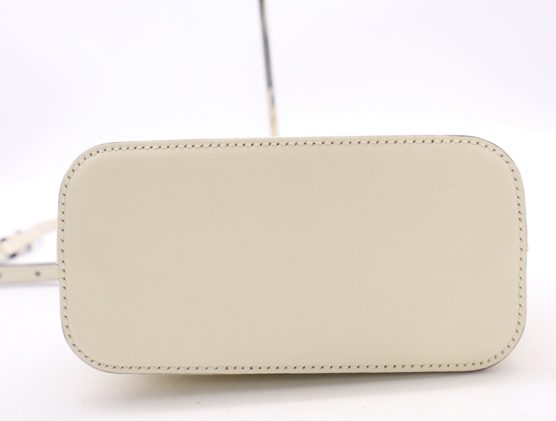 GUCCI 511189 Leather GUCCY SEGA Print Mini Shoulder Bag in White and Gold with Shoulder Strap