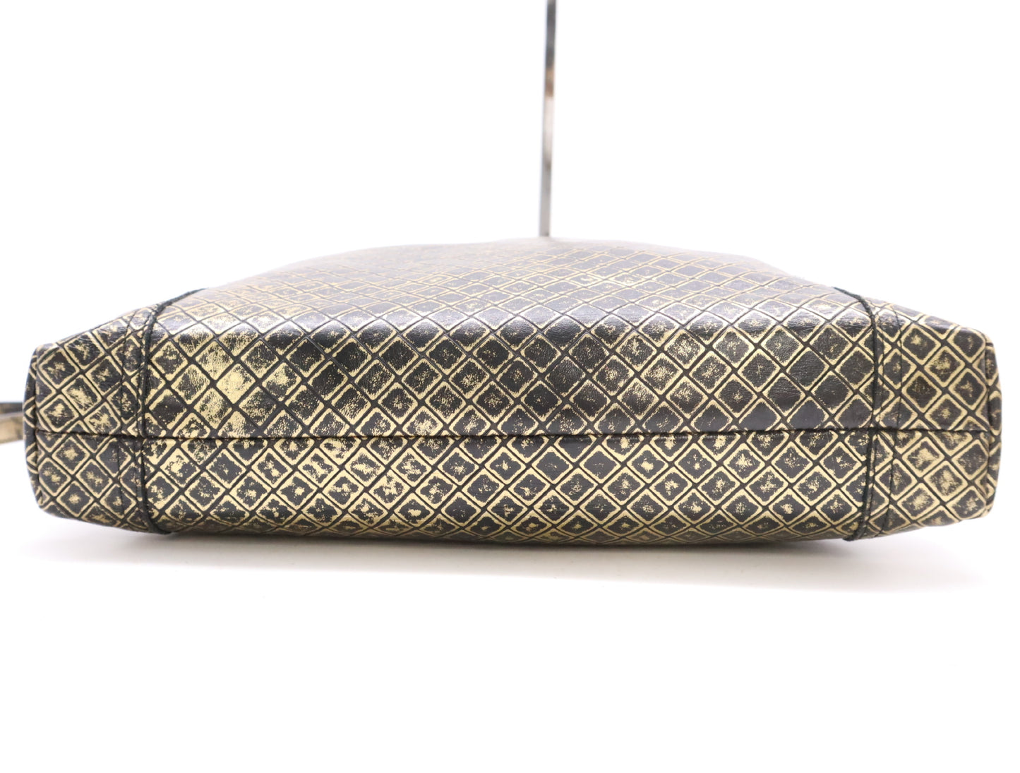 BOTTEGA VENETA Leather Intreccio Mirage Black and Gold Shoulder Bag with Dust Bag