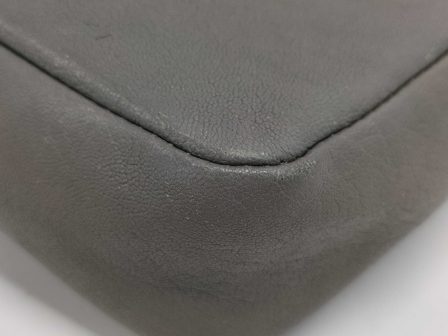 SAINT LAURENT Leather Fringe Gray Shoulder Bag