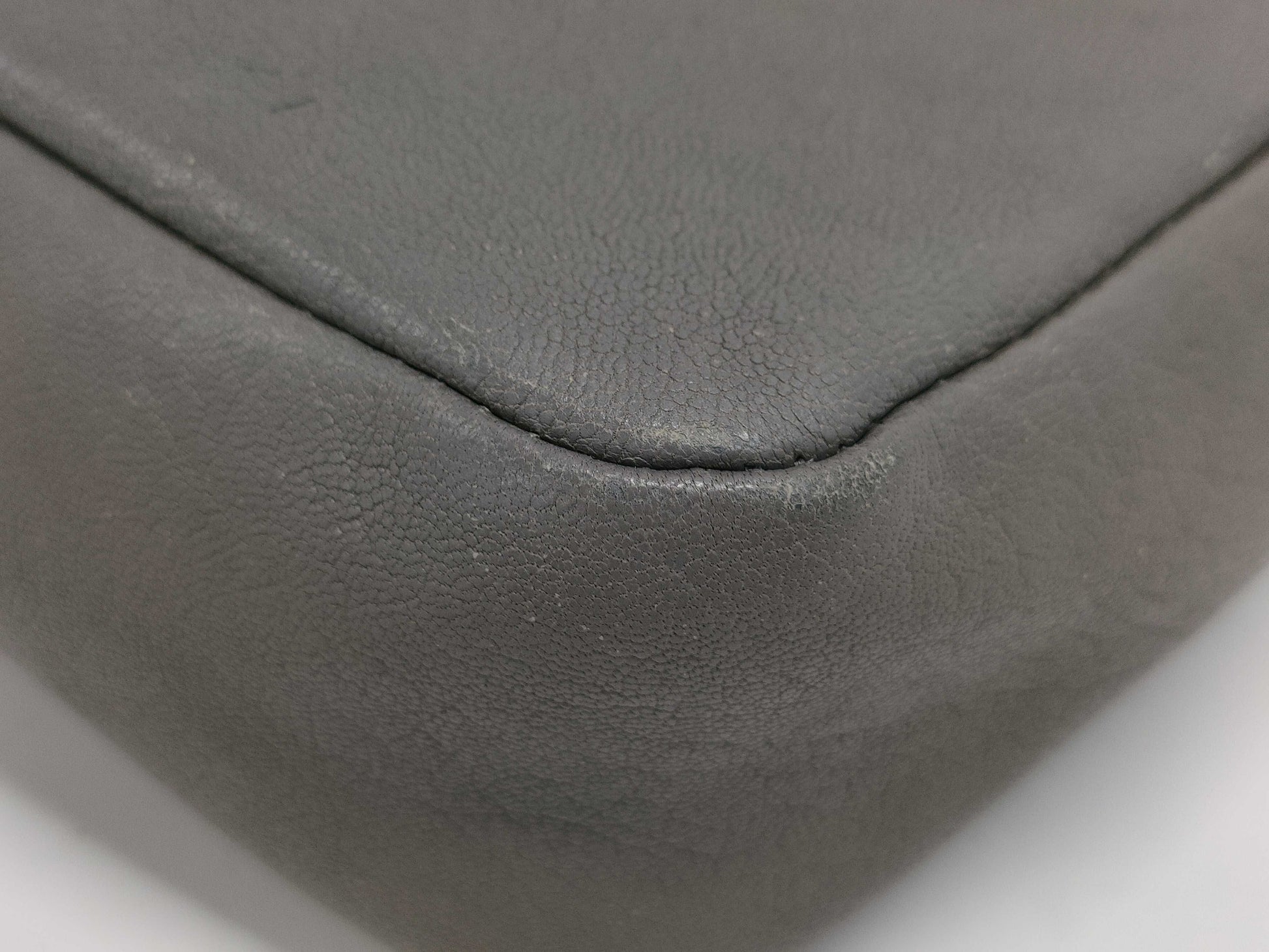 SAINT LAURENT Leather Fringe Gray Shoulder Bag