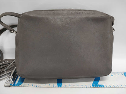 SAINT LAURENT Leather Fringe Gray Shoulder Bag