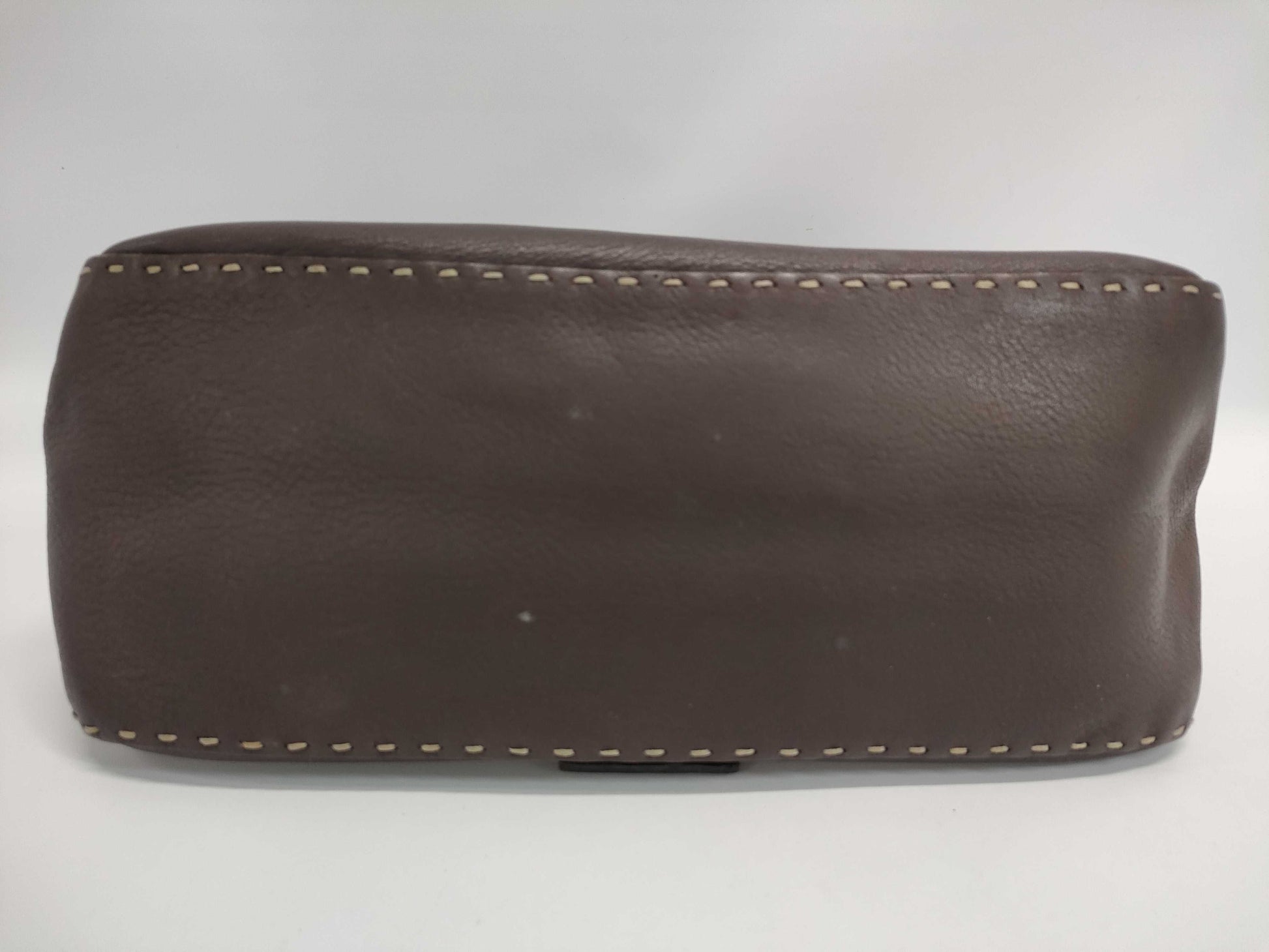 FENDI 8BR102 Leather Selleria Mamma Bucket Shoulder Bag, Dark Brown