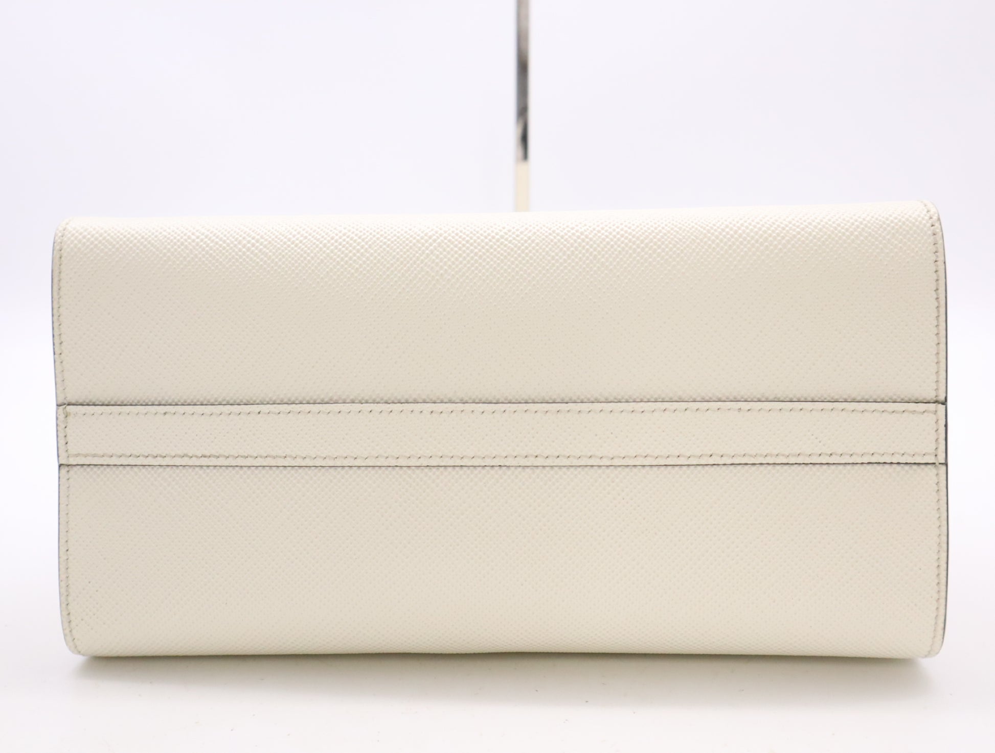 PRADA 1BA269 3OO 2ERX Leather Handbag in White Bianco with Shoulder Strap and Charm, 272 Handbag