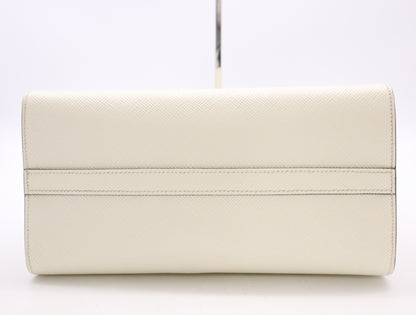 PRADA 1BA269 3OO 2ERX Leather Handbag in White Bianco with Shoulder Strap and Charm, 272 Handbag