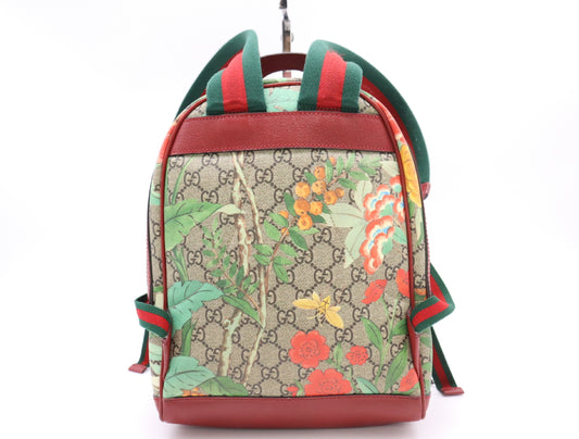 GUCCI GG Supreme 427042 GG Supreme Tian Bird Flower Sherry Line Small Backpack