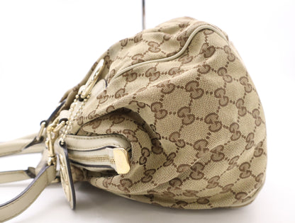 GUCCI GG Canvas 2-Way Handbag with Keychain and Shoulder Strap