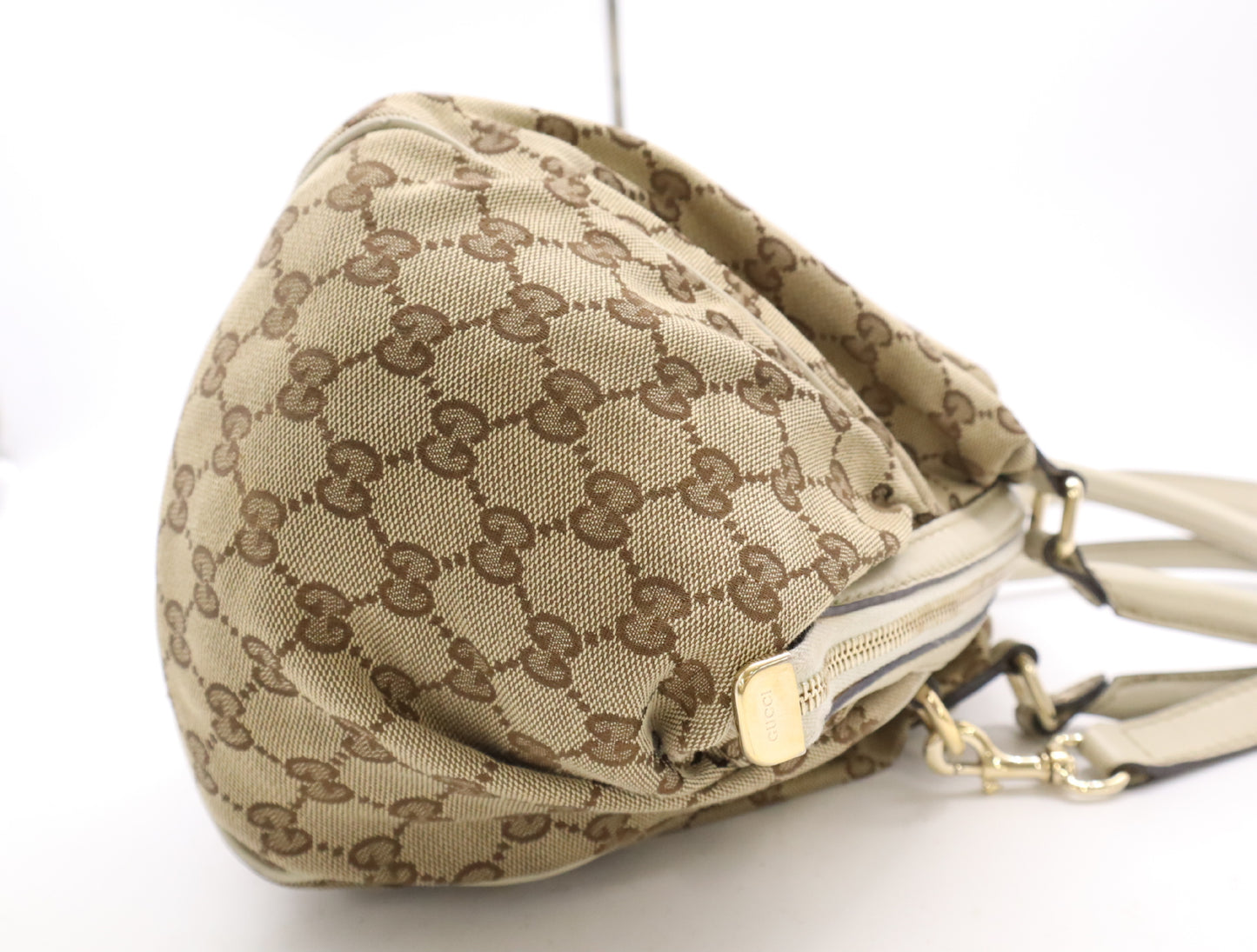 GUCCI GG Canvas 2-Way Handbag with Keychain and Shoulder Strap