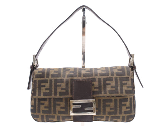 FENDI Zucca pattern canvas and leather Zucca Mamma handbag, brown