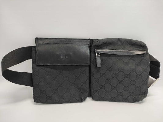 GUCCI 28566 GG Canvas Black Waist Bag