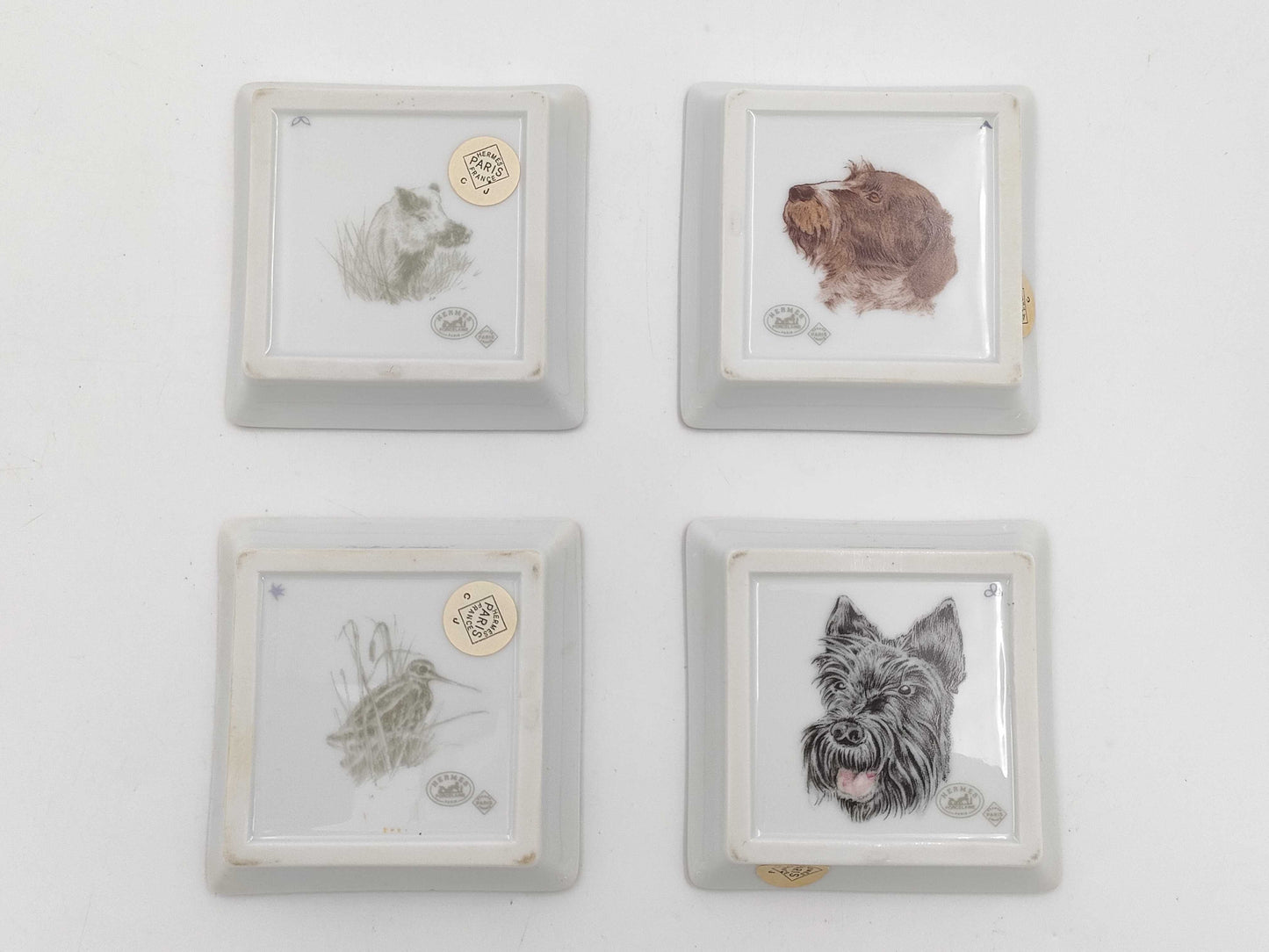 HERMES Square Plate Accessory Tray Animal Motif Small Plate Set of 4 Plates